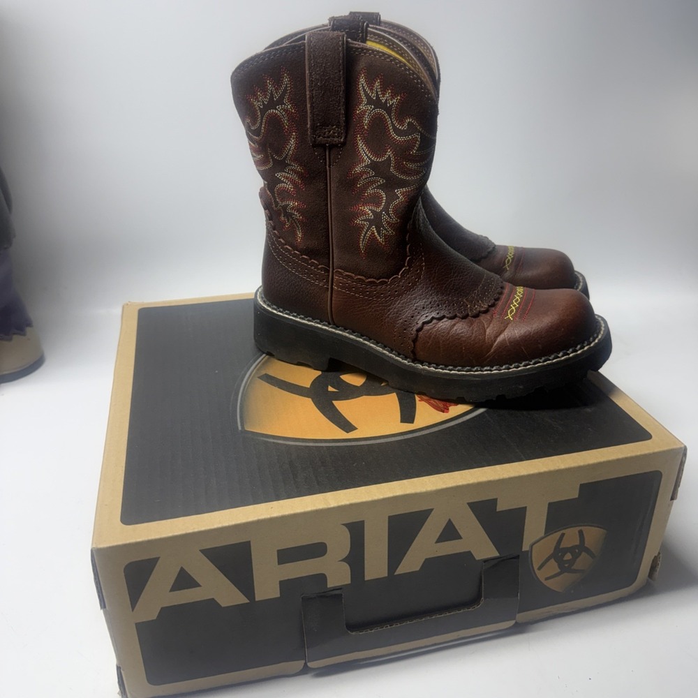 Ariat Fatbaby Western Boots Women 8.5B Brown Leather Riding Cowboy Boots Cowgirl